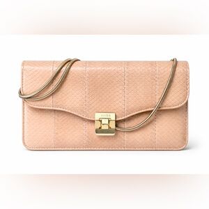 Reiss Blush Snake Embossed Crossbody Clutch Bag